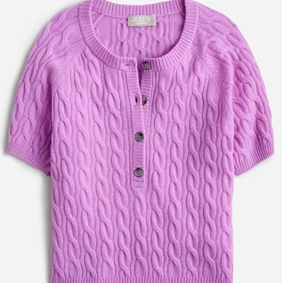 J. Crew Sweaters - J.CREW Cashmere cable knit henley T-shirt [NWT]💜 Women Size M